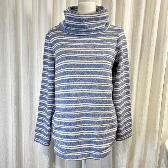 L.L. Bean Sweaters - L.L. Bean Blue and Cream Striped Turtleneck Sweater